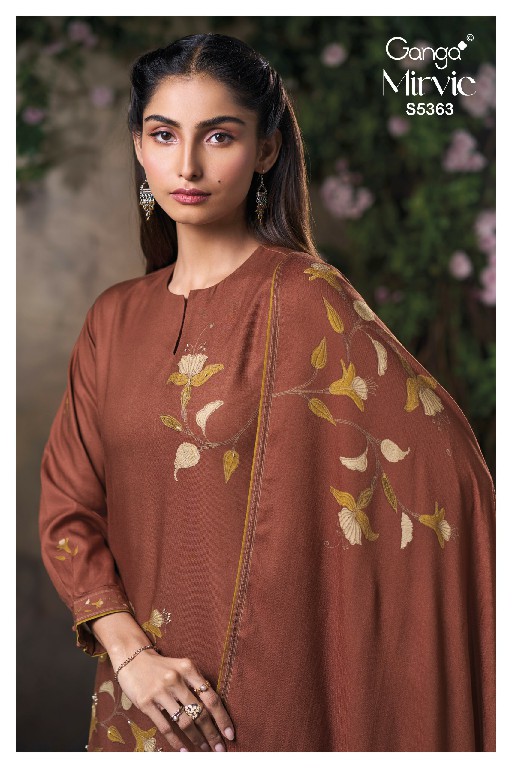 GANGA MIRVIE S5363 WHOLESALE PURE WOOL PASHMINA WINTER CLASSY LOOK UNSTITCH SALWAR SUITS EXPORTER