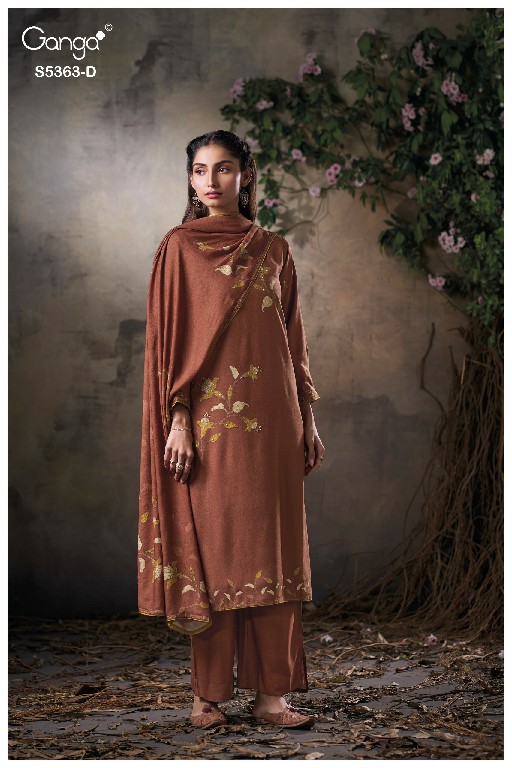 GANGA MIRVIE S5363 WHOLESALE PURE WOOL PASHMINA WINTER CLASSY LOOK UNSTITCH SALWAR SUITS EXPORTER
