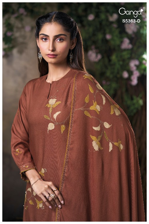 GANGA MIRVIE S5363 WHOLESALE PURE WOOL PASHMINA WINTER CLASSY LOOK UNSTITCH SALWAR SUITS EXPORTER