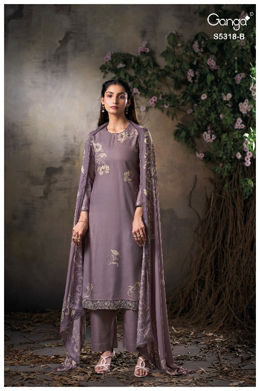 GANGA ESHNIKA S5318 WHOLESALE PURE WOOL PASHMINA WINTER PRETTY LOOK UNSTITCH SALWAR SUITS SUPPLIER