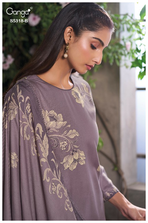 GANGA ESHNIKA S5318 WHOLESALE PURE WOOL PASHMINA WINTER PRETTY LOOK UNSTITCH SALWAR SUITS SUPPLIER