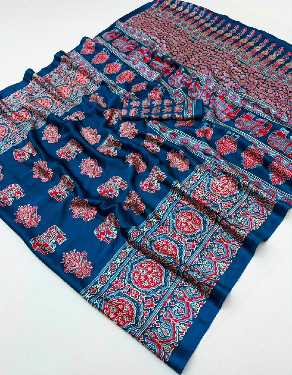 RAJTEX PURE AJRAKH VOL 51 WHOLESALE MODAL SATIN AJRAKH PRINT STYLISH LOOK INDIAN SAREES FOR WOMEN EXPORTER