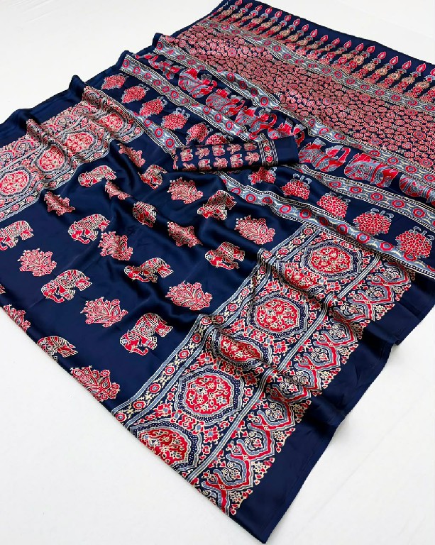 RAJTEX PURE AJRAKH VOL 51 WHOLESALE MODAL SATIN AJRAKH PRINT STYLISH LOOK INDIAN SAREES FOR WOMEN EXPORTER