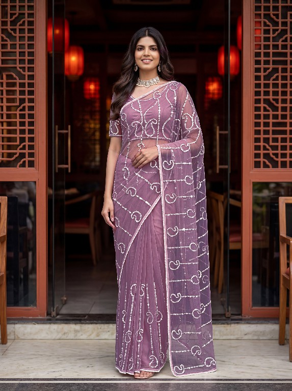 DVD D.NO 5196 WHOLESALE NET FABRIC DESIGNER HAND WORK SAREES FOR WOMEN SUPPLIER
