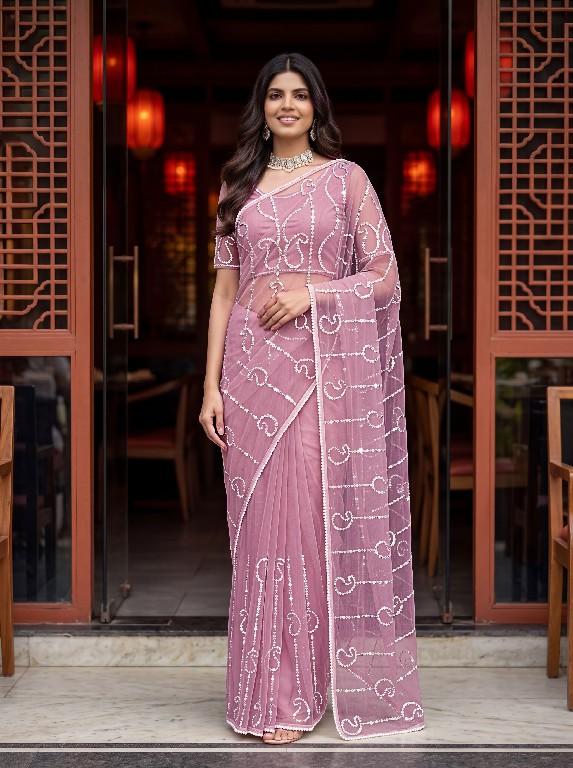DVD D.NO 5196 WHOLESALE NET FABRIC DESIGNER HAND WORK SAREES FOR WOMEN SUPPLIER