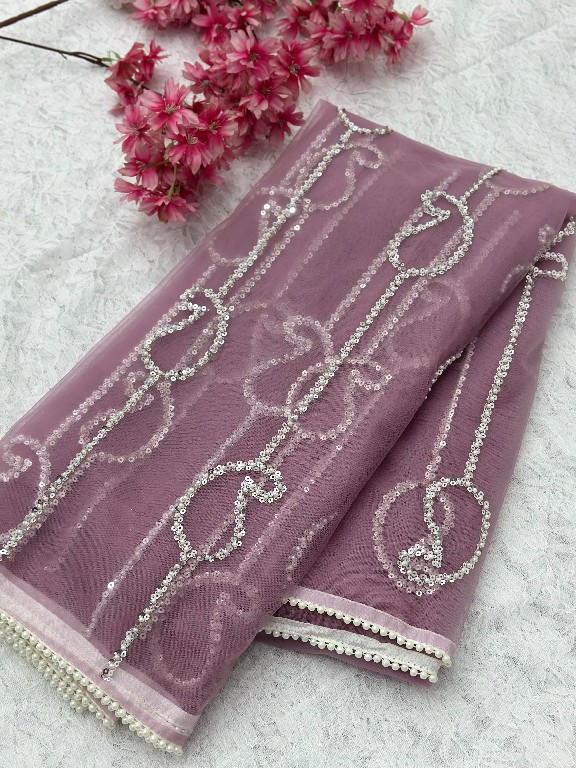 DVD D.NO 5196 WHOLESALE NET FABRIC DESIGNER HAND WORK SAREES FOR WOMEN SUPPLIER