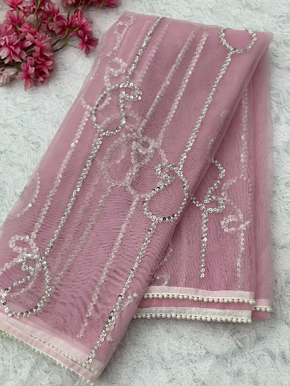 DVD D.NO 5196 WHOLESALE NET FABRIC DESIGNER HAND WORK SAREES FOR WOMEN SUPPLIER