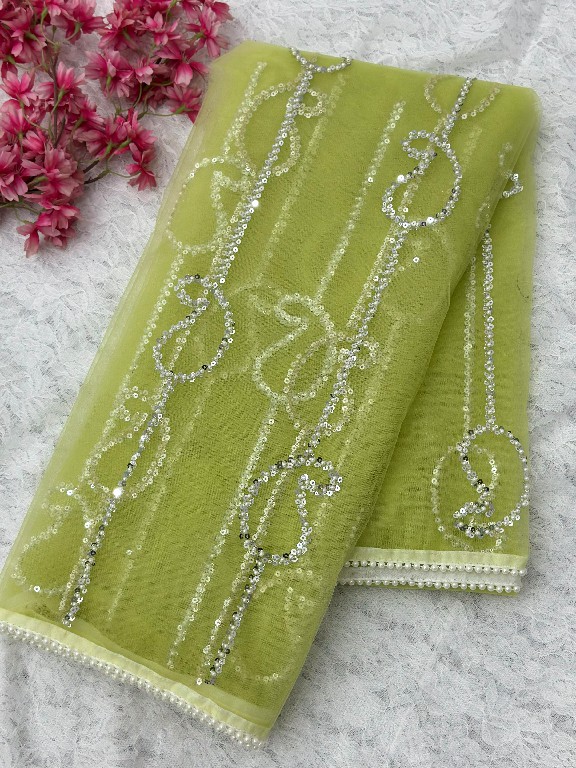 DVD D.NO 5196 WHOLESALE NET FABRIC DESIGNER HAND WORK SAREES FOR WOMEN SUPPLIER