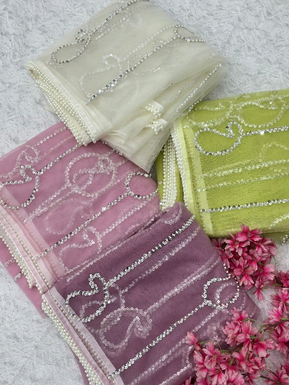 DVD D.NO 5196 WHOLESALE NET FABRIC DESIGNER HAND WORK SAREES FOR WOMEN SUPPLIER