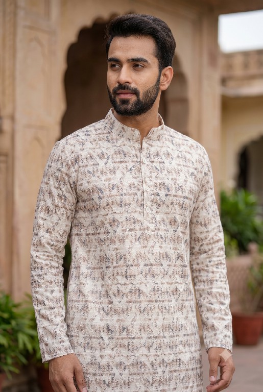VENMER PRESENT READYMADE POLY RAYON ELEGANT PRINTED DESIGN KURTA PYJAMA FOR MEN ONLINE