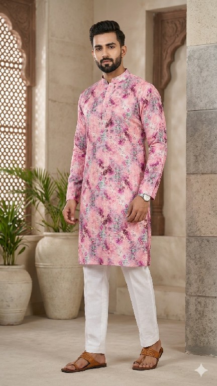 VENMER PRESENT READYMADE POLY RAYON ELEGANT PRINTED DESIGN KURTA PYJAMA FOR MEN ONLINE