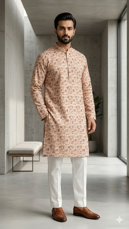 VENMER PRESENT READYMADE POLY RAYON ELEGANT PRINTED DESIGN KURTA PYJAMA FOR MEN ONLINE