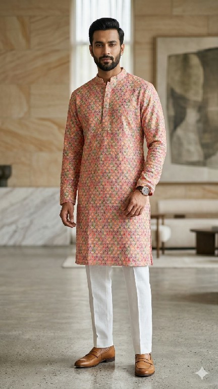 VENMER PRESENT READYMADE POLY RAYON ELEGANT PRINTED DESIGN KURTA PYJAMA FOR MEN ONLINE
