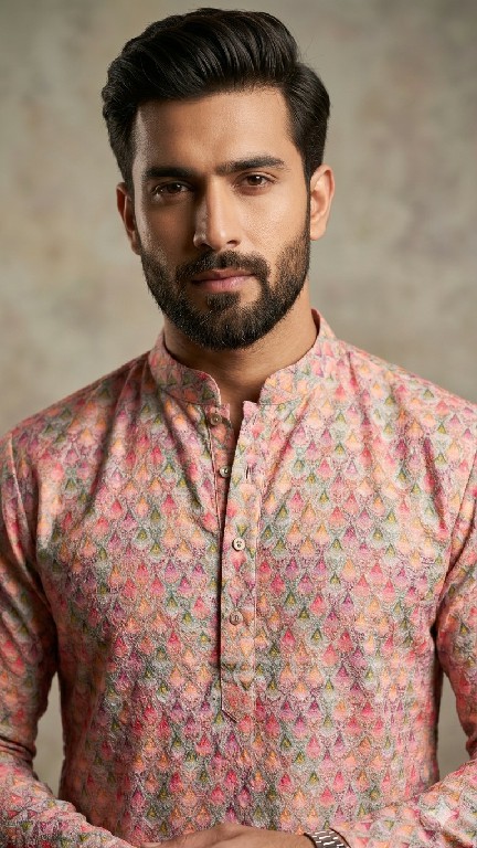 VENMER PRESENT READYMADE POLY RAYON ELEGANT PRINTED DESIGN KURTA PYJAMA FOR MEN ONLINE