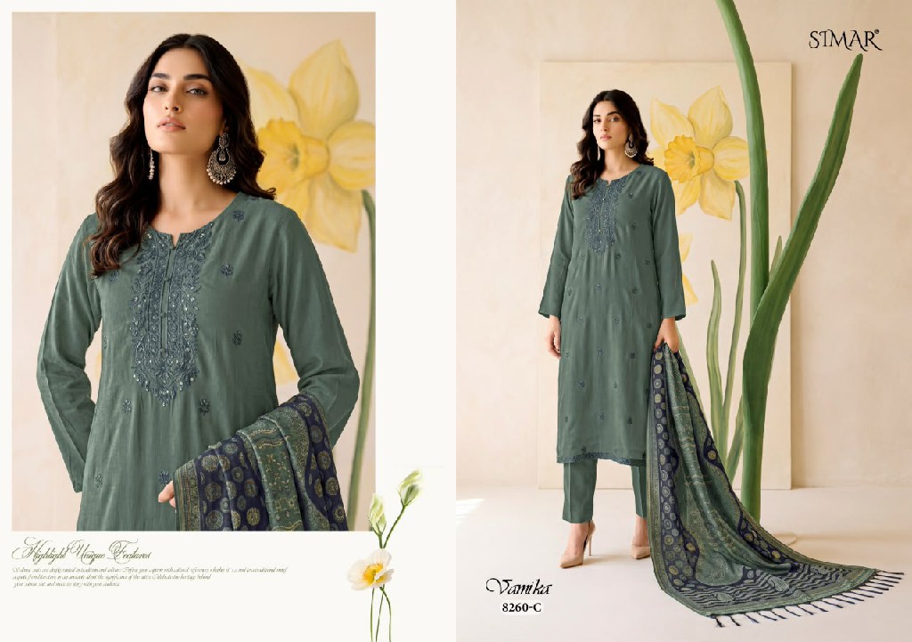 GLOSSY SIMAR VAMIKA WHOLESALE VISCOSE PASHMINA WINTER SPECIAL UNSTITCH SALWAR SUITS SUPPLIER