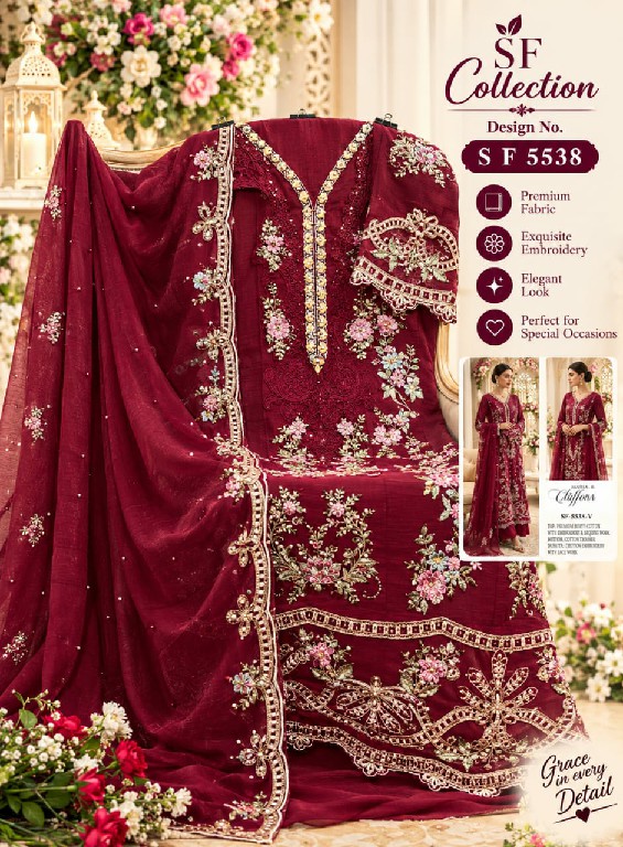 SHREE FABS D.NO 5538T TO 5538W WHOLESALE FOX GEORGETTE PAKISTANI POPULAR DESIGN UNSTITCH SALWAR SUITS FOR EXPORT