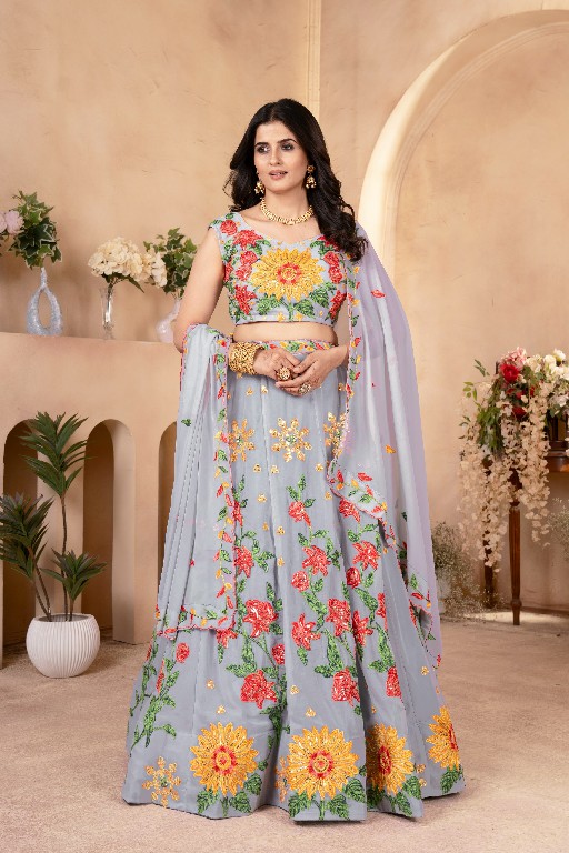 DVD D.NO 5089 WHOLESALE FAUX GEORGETTE FESTIVE WEAR LEHENGA CHOLI FOR EXPORT