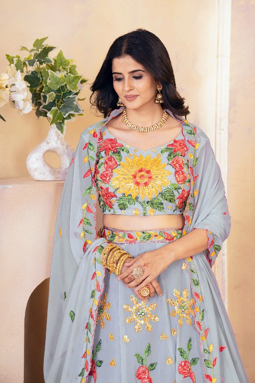 DVD D.NO 5089 WHOLESALE FAUX GEORGETTE FESTIVE WEAR LEHENGA CHOLI FOR EXPORT