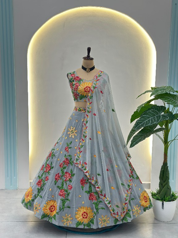 DVD D.NO 5089 WHOLESALE FAUX GEORGETTE FESTIVE WEAR LEHENGA CHOLI FOR EXPORT