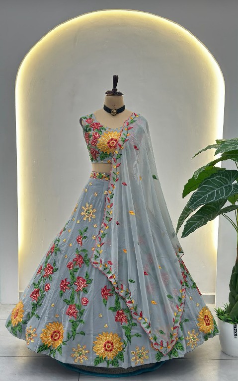 DVD D.NO 5089 WHOLESALE FAUX GEORGETTE FESTIVE WEAR LEHENGA CHOLI FOR EXPORT