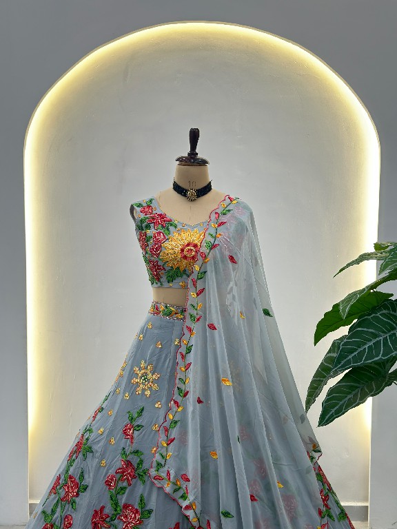 DVD D.NO 5089 WHOLESALE FAUX GEORGETTE FESTIVE WEAR LEHENGA CHOLI FOR EXPORT