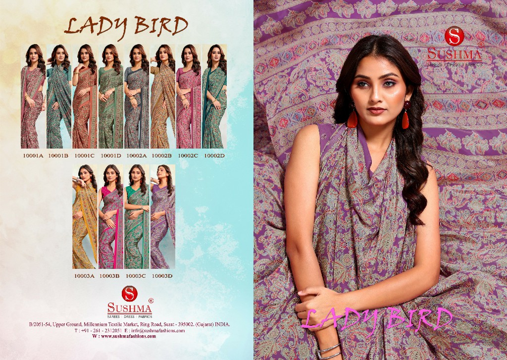 SUSHMA LADY BIRD WHOLESALE PRINTED CASUAL WEAR INDIAN SAREES FOR WOMEN EXPORTER