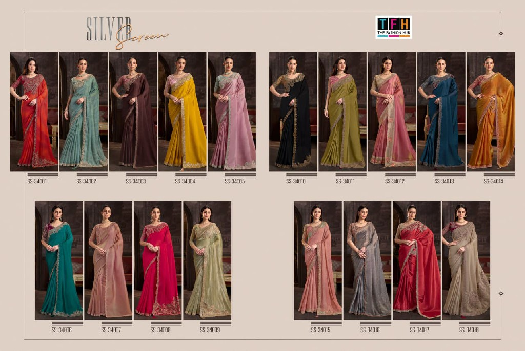 TFH SILVER SCREEN VOL 24 WHOLESALE DESIGNER PARTY WEAR INDIAN SAREES FOR WOMEN EXPORTER
