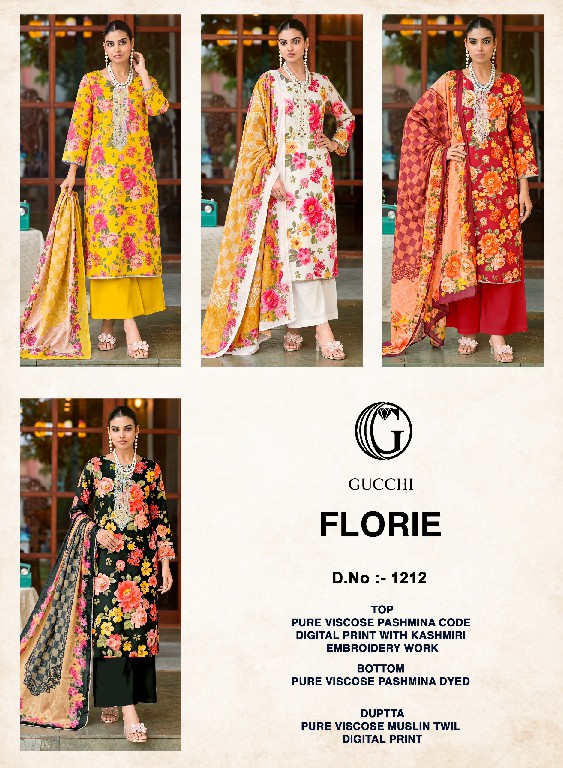 GUCCHI FLORIE D.NO 1212 WHOLESALE VISCOSE PASHMINA WINTER SPECIAL UNSTITCH SALWAR SUITS EXPORTER