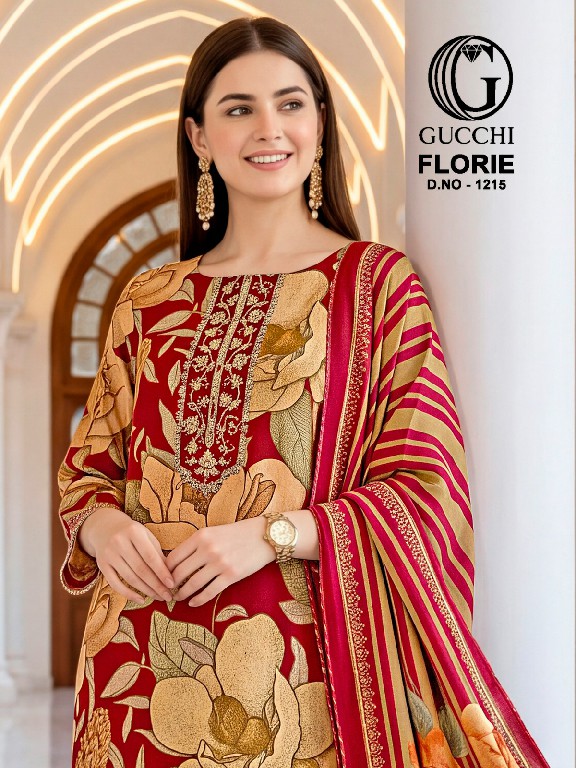 GUCCHI FLORIE D.NO 1215 WHOLESALE VISCOSE PASHMINA WINTER CLASSIC UNSTITCH SALWAR SUITS SUPPLIER