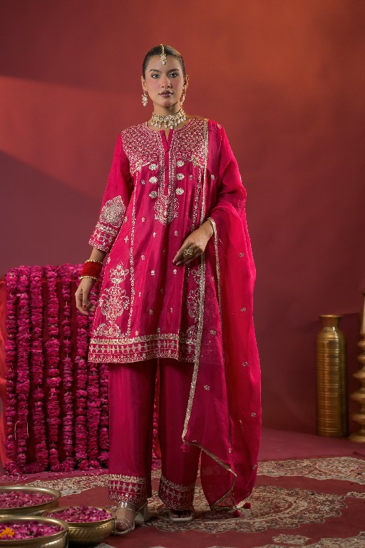 AFSANA TAJPOSH WHOLESALE READYMADE RUSSIAN DYED FESTIVE WEAR 3 PCS COMBO SET SUITS EXPORTER
