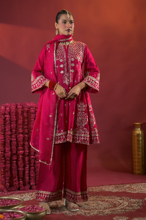 AFSANA TAJPOSH WHOLESALE READYMADE RUSSIAN DYED FESTIVE WEAR 3 PCS COMBO SET SUITS EXPORTER