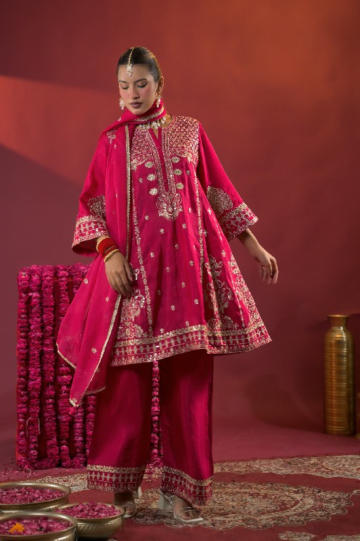 AFSANA TAJPOSH WHOLESALE READYMADE RUSSIAN DYED FESTIVE WEAR 3 PCS COMBO SET SUITS EXPORTER