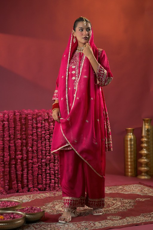 AFSANA TAJPOSH WHOLESALE READYMADE RUSSIAN DYED FESTIVE WEAR 3 PCS COMBO SET SUITS EXPORTER