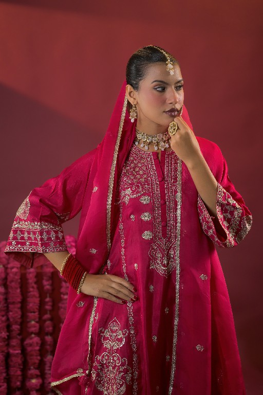 AFSANA TAJPOSH WHOLESALE READYMADE RUSSIAN DYED FESTIVE WEAR 3 PCS COMBO SET SUITS EXPORTER