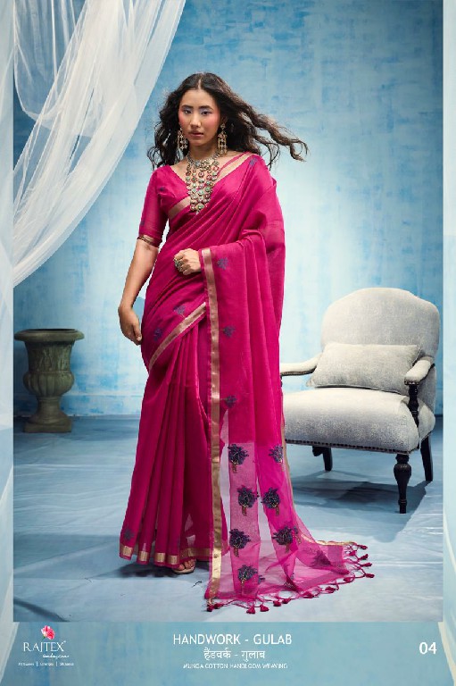 RAJTEX HANDWORK-GULAB WHOLESALE PURE MUNGA COTTON HANDLOOM WEAVING BEAUTIFUL INDIAN SAREES FOR WOMEN ONLINE