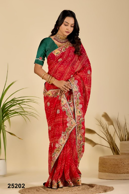 JALNIDHI RIDHIMA-RED WHOLESALE GEORGETTE BEAUTIFUL INDIAN SAREES FOR WOMEN ONLINE