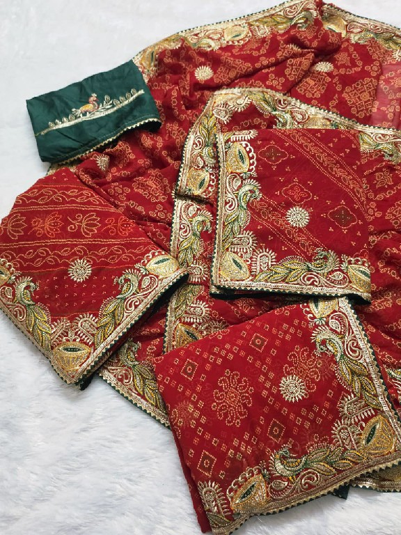 JALNIDHI RIDHIMA-RED WHOLESALE GEORGETTE BEAUTIFUL INDIAN SAREES FOR WOMEN ONLINE