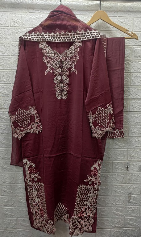 TEXTILEDEAL D.NO M-375 WHOLESALE READYMADE SHISHA SILK BEAUTIFUL 3 PCS COMBO SET SUITS SUPPLIER