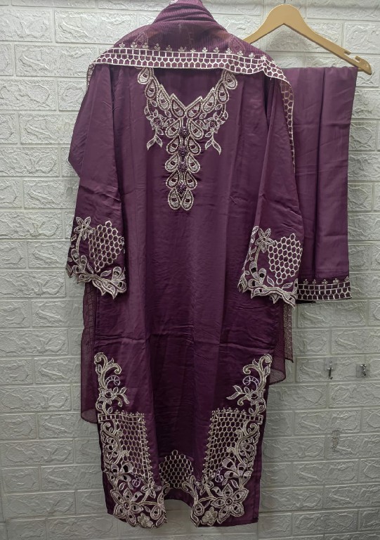 TEXTILEDEAL D.NO M-375 WHOLESALE READYMADE SHISHA SILK BEAUTIFUL 3 PCS COMBO SET SUITS SUPPLIER