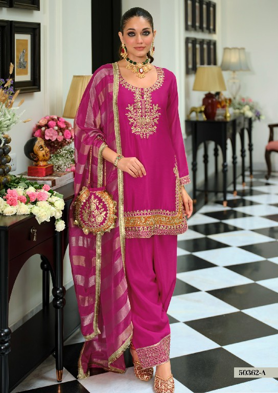 TEXTILEDEAL D.NO 50362-A WHOLESALE READYMADE CHINON BEATS WORK FESTIVE WEAR 3 PCS SUITS EXPORTER