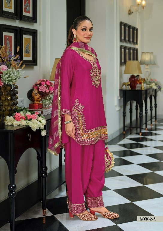 TEXTILEDEAL D.NO 50362-A WHOLESALE READYMADE CHINON BEATS WORK FESTIVE WEAR 3 PCS SUITS EXPORTER