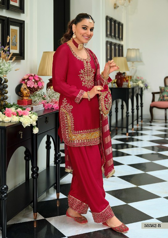 TEXTILEDEAL D.NO 50362-B WHOLESALE READYMADE CHINON BEATS WORK PARTY WEAR 3 PCS SUITS SUPPLIER