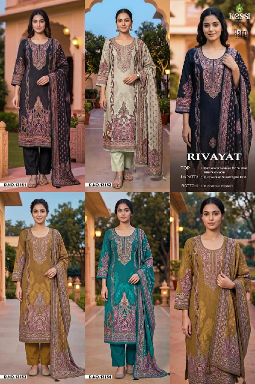 KESSI RANG RIVAYAT WHOLESALE VISCOSE PASHMINA WINTER WEAR UNSTITCH SALWAR SUITS EXPORTER