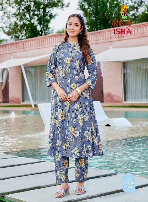 MASTER ISHA WHOLESALE READYMADE VERTICAN PRINTED A LINE PRINCESS CUT CASUAL CORD SET FOR EXPORT