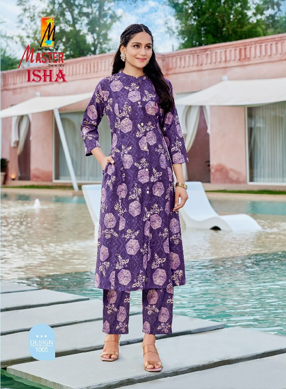 MASTER ISHA WHOLESALE READYMADE VERTICAN PRINTED A LINE PRINCESS CUT CASUAL CORD SET FOR EXPORT