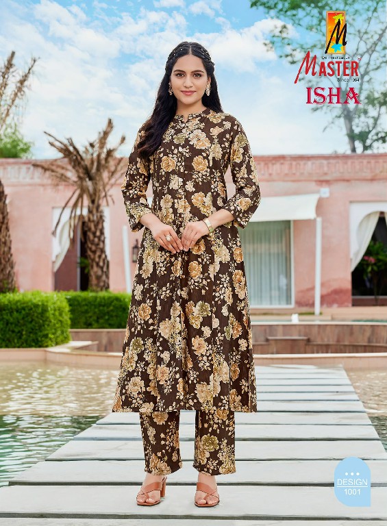 MASTER ISHA WHOLESALE READYMADE VERTICAN PRINTED A LINE PRINCESS CUT CASUAL CORD SET FOR EXPORT