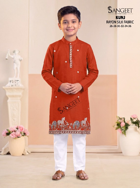 SANGEET KUNJ WHOLESALE READYMADE RAYON ROMAN SILK FESTIVE WEAR KURTA FOR KIDS ONLINE