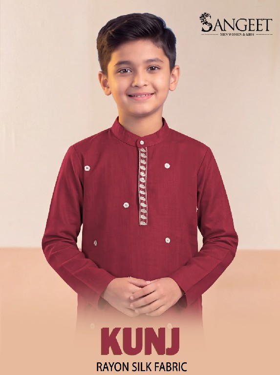 SANGEET KUNJ WHOLESALE READYMADE RAYON ROMAN SILK FESTIVE WEAR KURTA FOR KIDS ONLINE
