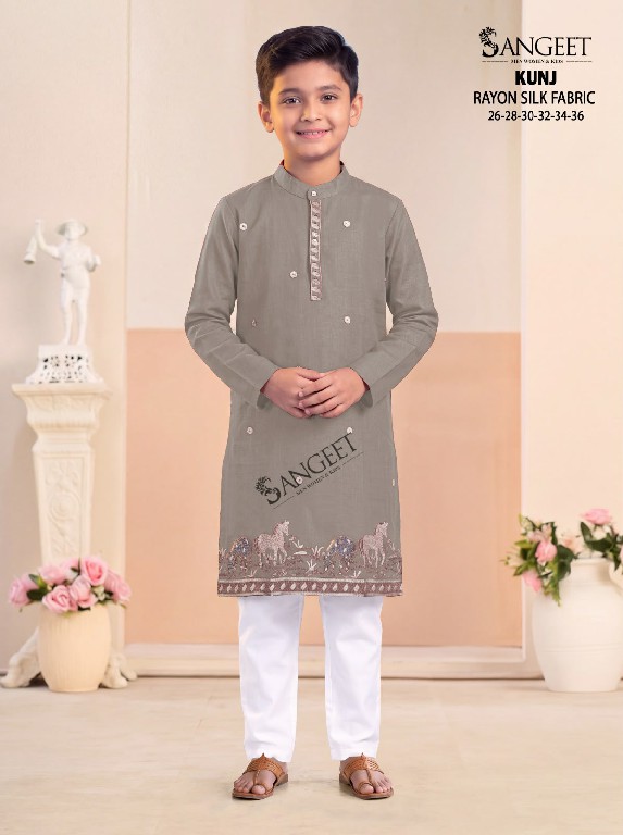 SANGEET KUNJ WHOLESALE READYMADE RAYON ROMAN SILK FESTIVE WEAR KURTA FOR KIDS ONLINE