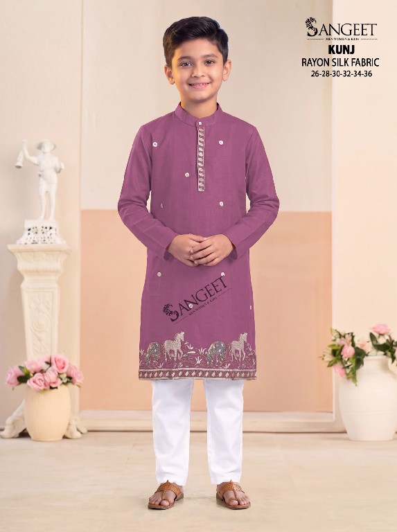SANGEET KUNJ WHOLESALE READYMADE RAYON ROMAN SILK FESTIVE WEAR KURTA FOR KIDS ONLINE
